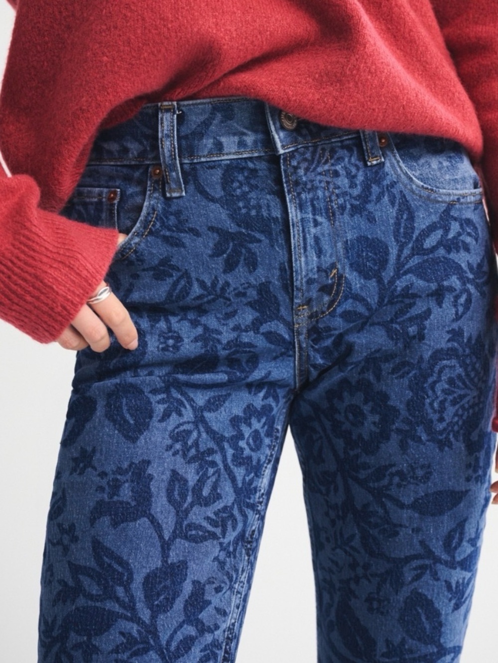 Abercrombie & Fitch Blue Floral Boot-Cut Jeans NWOT - Picture 2 of 7